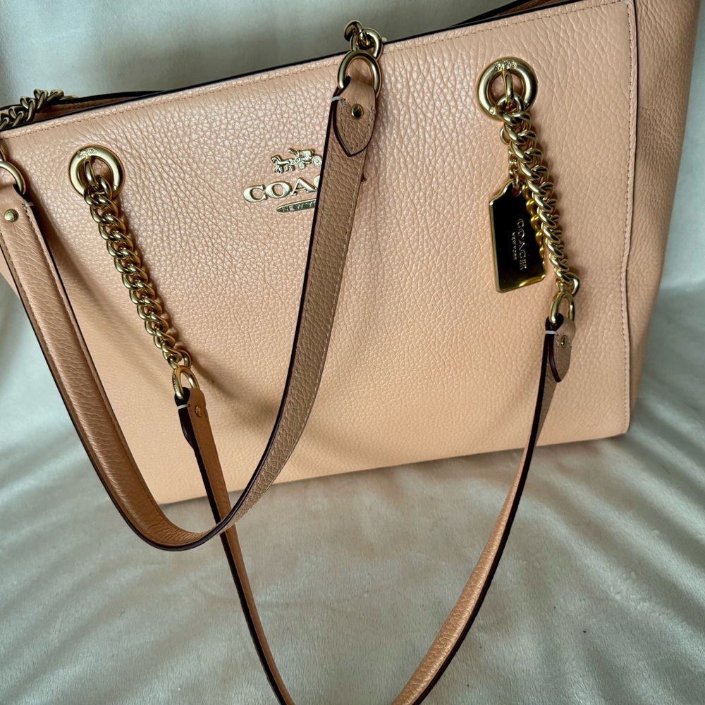 Coach Women's Cream Leather Tote with Gold Accents